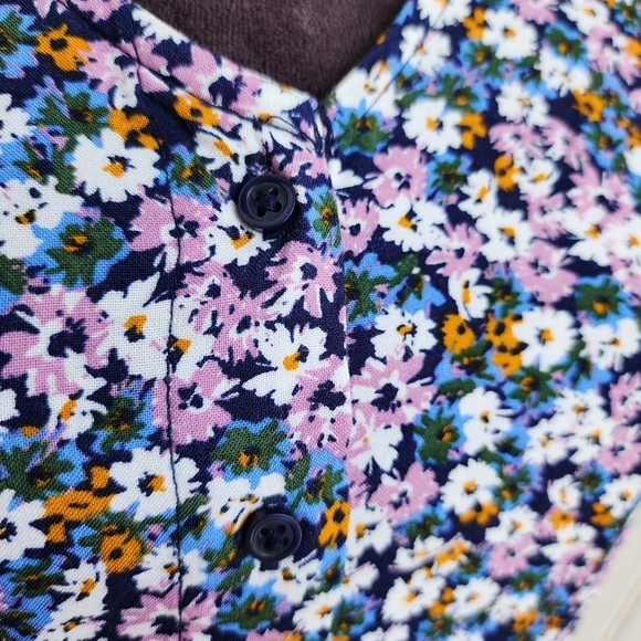 Arizona Jean Co. Fit & Flare Dress Women Multi Floral Rayon Button Front Sz M - Picture 7 of 12